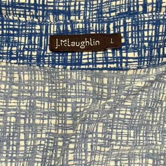 J. McLaughlin Catalina Cloth Button Front Top Blue Large Casual Classic Career - Picture 7 of 8